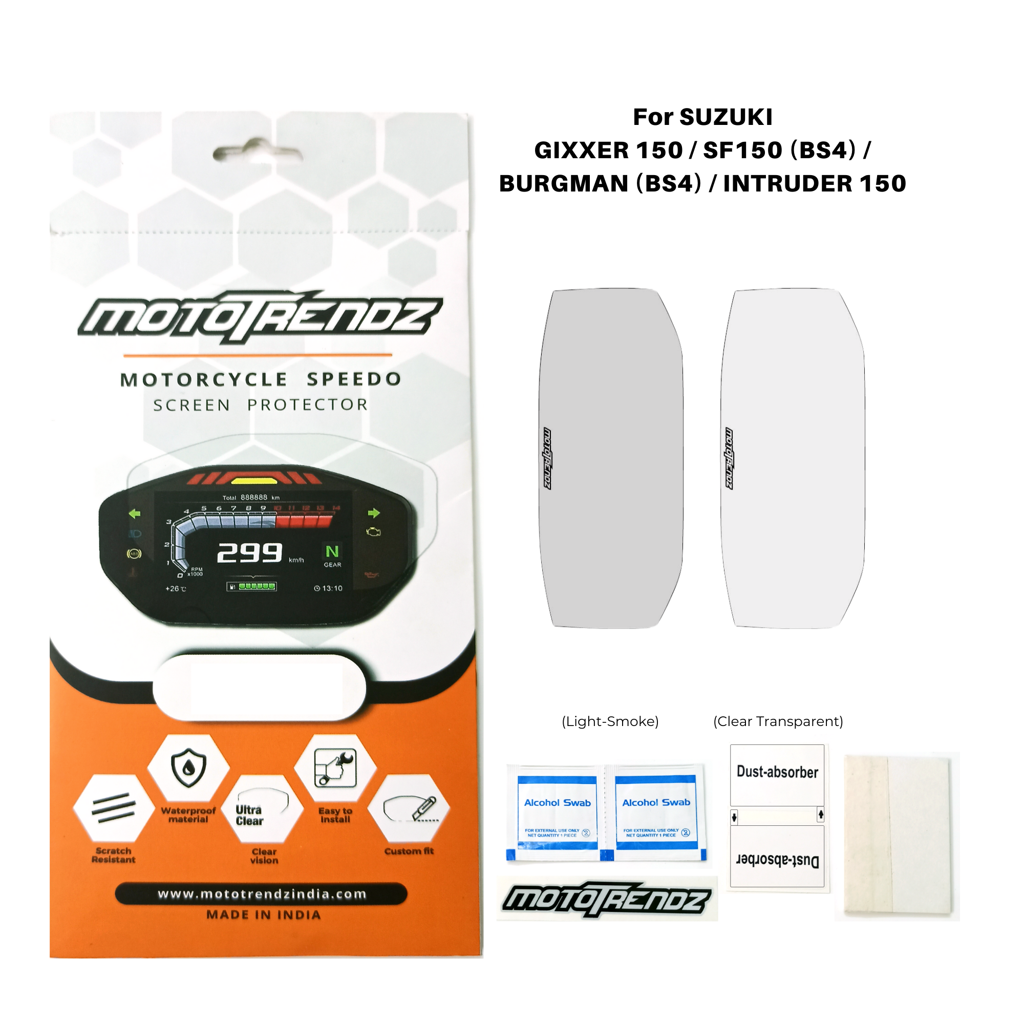 Motorcycle Speedo Screen Protector – Suzuki Gixxer/SF / Burgman / Intruder (BS4 No-Bluetooth)