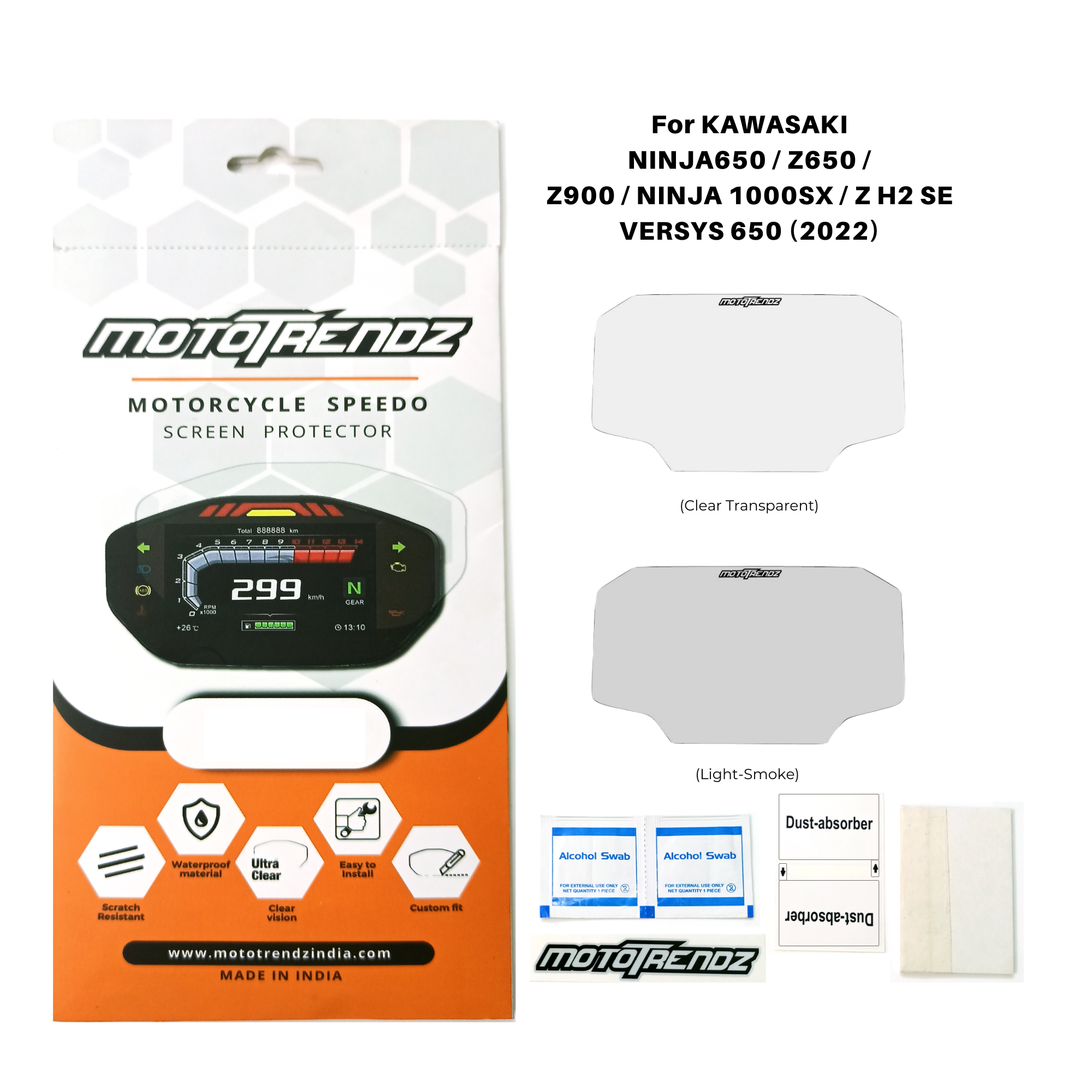 Motorcycle Speedo Screen Protector – Kawasaki Ninja 650 / Z650 / Z900 / Ninja1000SX / ZH2SE / Versys 650 (2022)